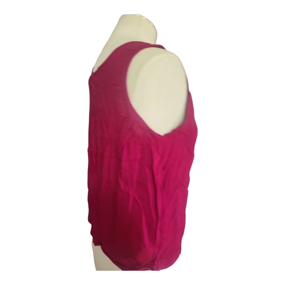Basic Essentials Magenta Button Front Tank Top Sz S 100% Rayon Boho Summer - Picture 3 of 10